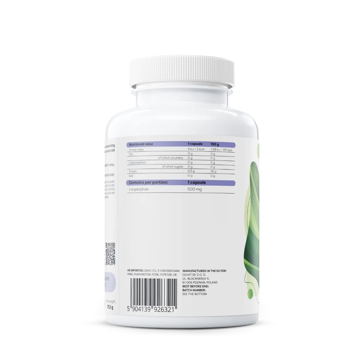 L-tryptophan 500 mg - Image 2